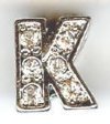 1 9mm Silver Slider with Rhinestones - Letter "K"